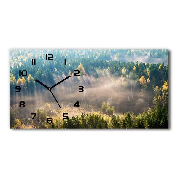 Horloge rectangulaire horizontale Brouillard dans la forêt
