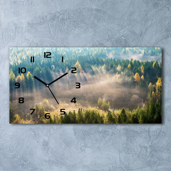 Horloge rectangulaire horizontale Brouillard dans la forêt