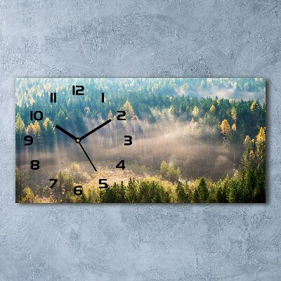 Horloge rectangulaire horizontale Brouillard dans la forêt