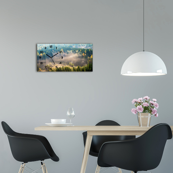 Horloge rectangulaire horizontale Brouillard dans la forêt