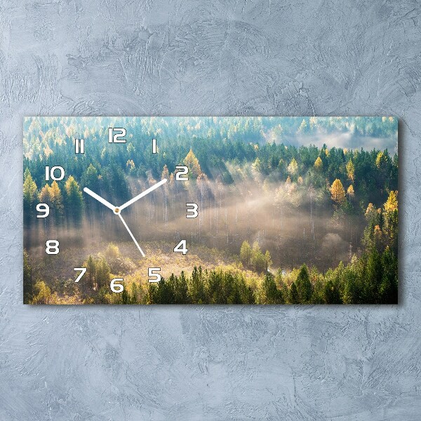 Horloge rectangulaire horizontale Brouillard dans la forêt