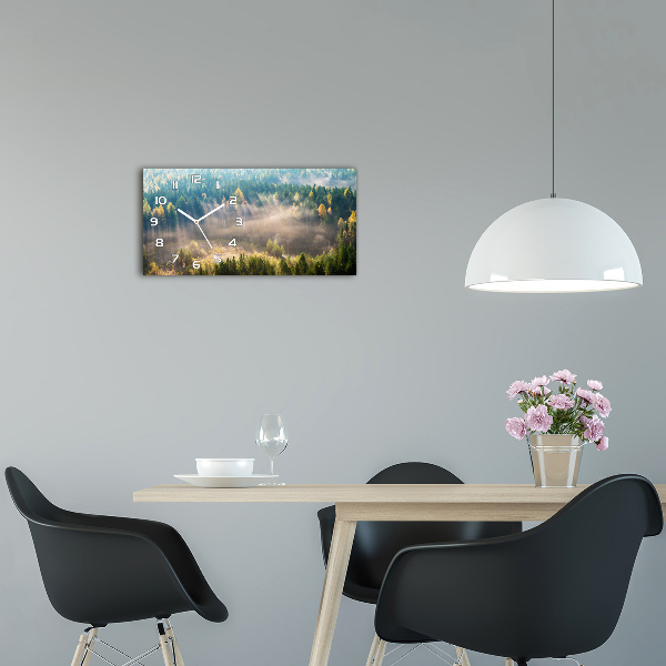 Horloge rectangulaire horizontale Brouillard dans la forêt