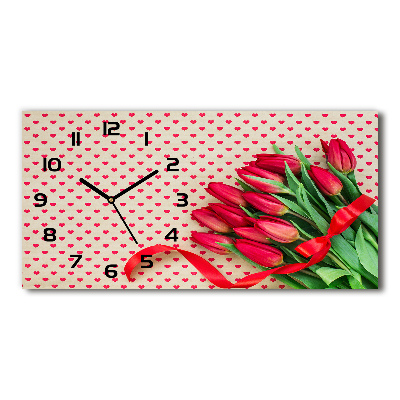 Horloge rectangulaire horizontale Coeurs de tulipes