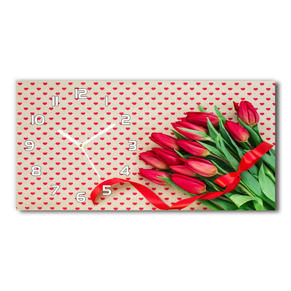 Horloge rectangulaire horizontale Coeurs de tulipes