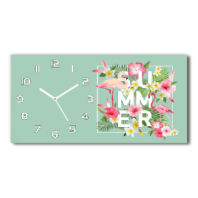 Horloge horizontale en verre Vacances et flamants roses