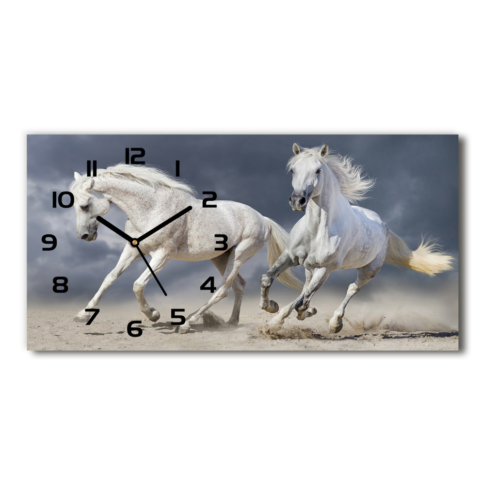 Horloge horizontale Plage de chevaux blancs
