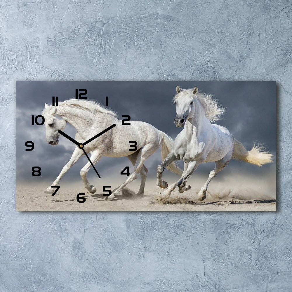 Horloge horizontale Plage de chevaux blancs