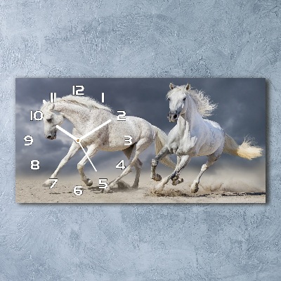 Horloge horizontale Plage de chevaux blancs