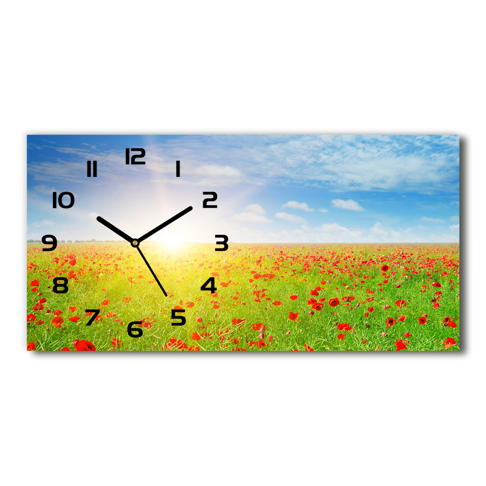 Horloge rectangulaire horizontale Champ de coquelicots