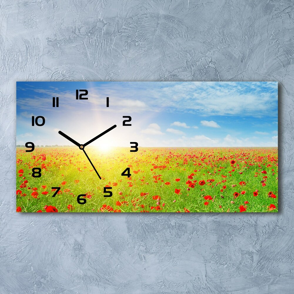 Horloge rectangulaire horizontale Champ de coquelicots