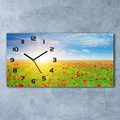 Horloge rectangulaire horizontale Champ de coquelicots