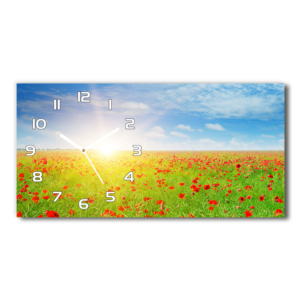 Horloge rectangulaire horizontale Champ de coquelicots