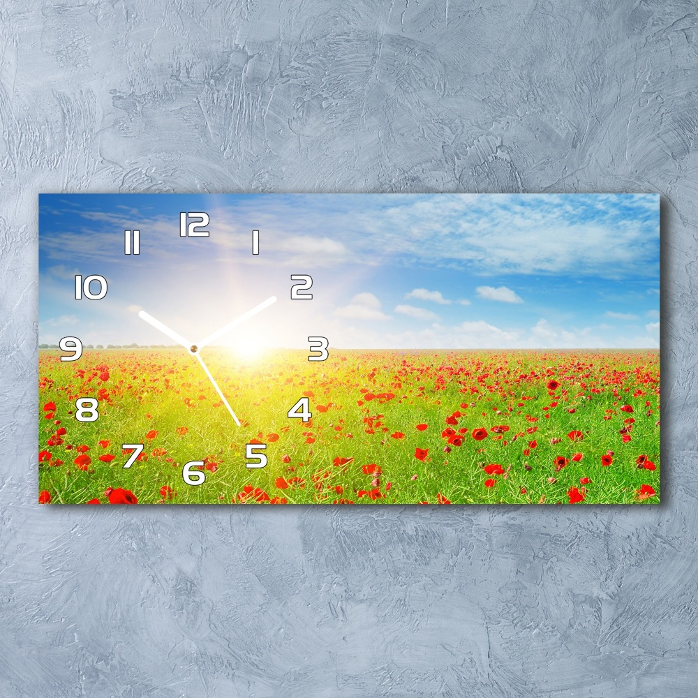 Horloge rectangulaire horizontale Champ de coquelicots