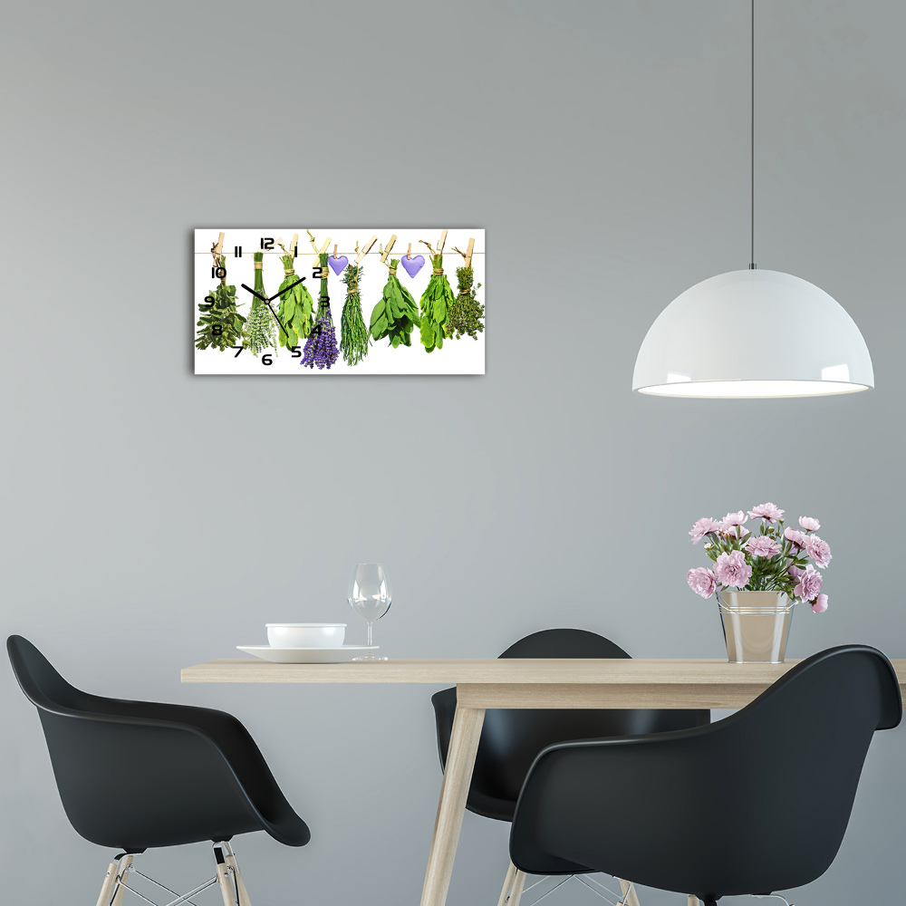 Horloge murale horizontale Herbes sur un fil