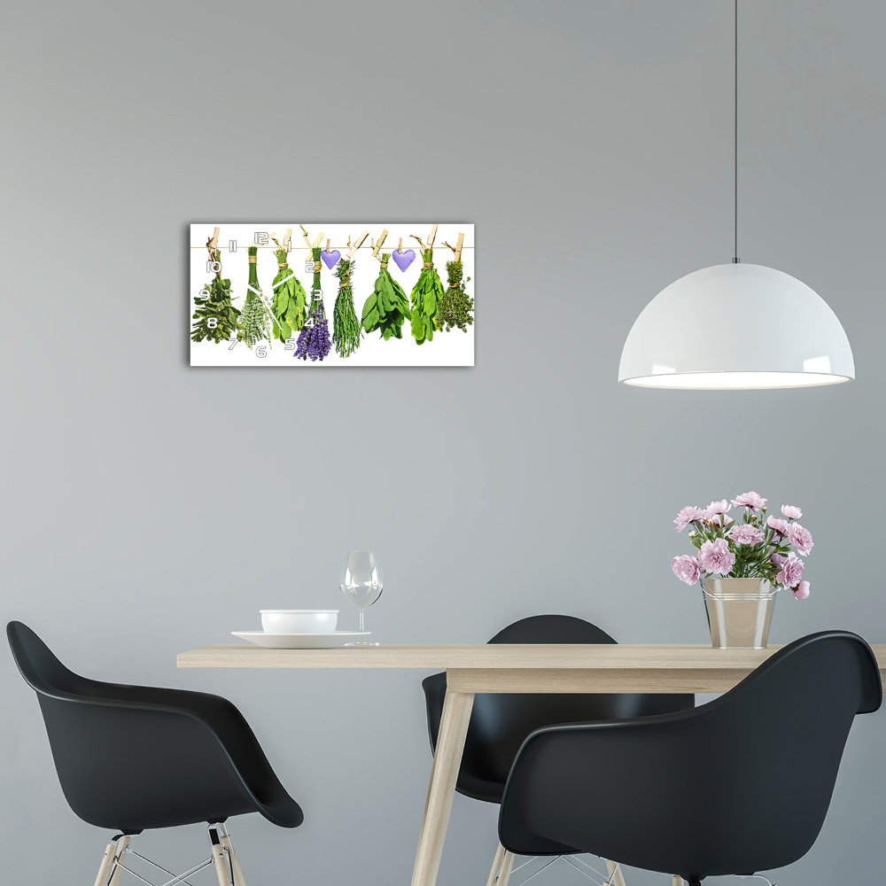 Horloge murale horizontale Herbes sur un fil