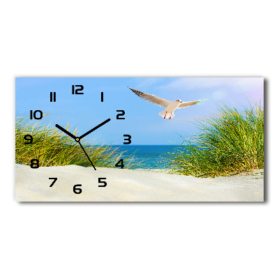 Horloge rectangulaire horizontale Mouette sur la plage