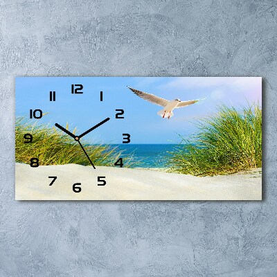 Horloge rectangulaire horizontale Mouette sur la plage