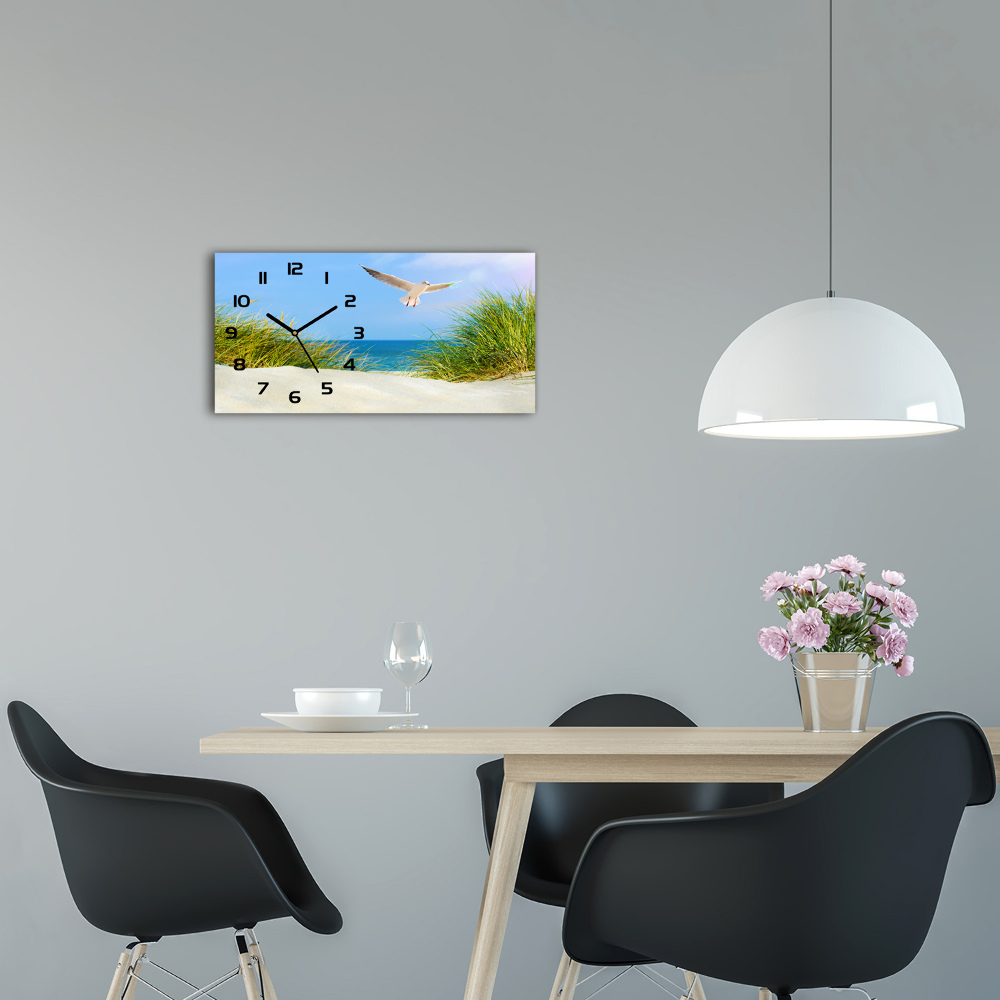 Horloge rectangulaire horizontale Mouette sur la plage