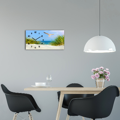 Horloge rectangulaire horizontale Mouette sur la plage