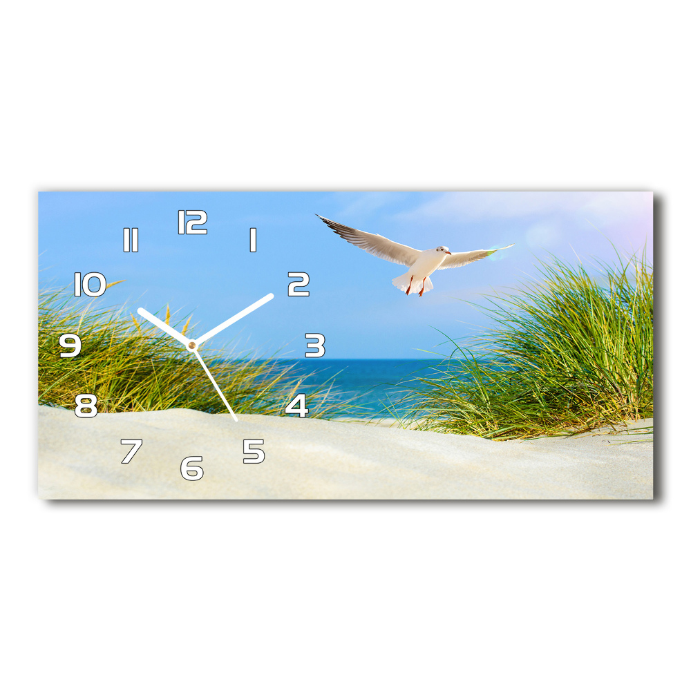 Horloge rectangulaire horizontale Mouette sur la plage