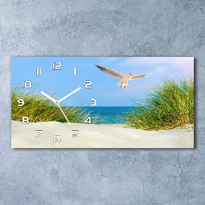 Horloge rectangulaire horizontale Mouette sur la plage