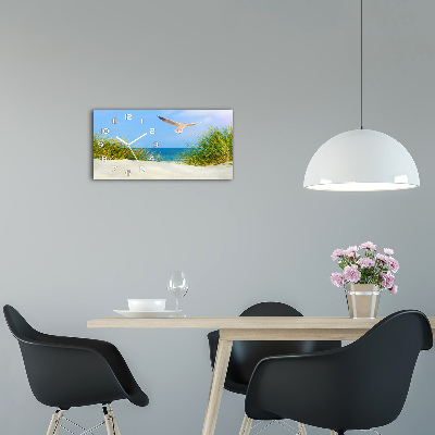 Horloge rectangulaire horizontale Mouette sur la plage