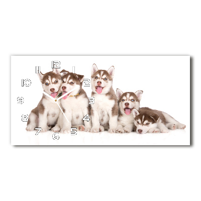 Horloge murale horizontale Chiots Husky