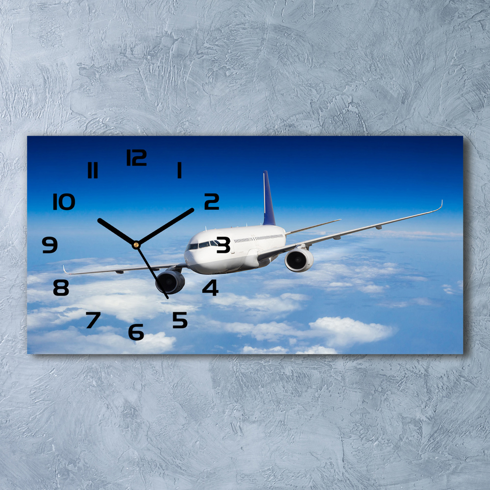 Horloge murale horizontale Avion dans les airs