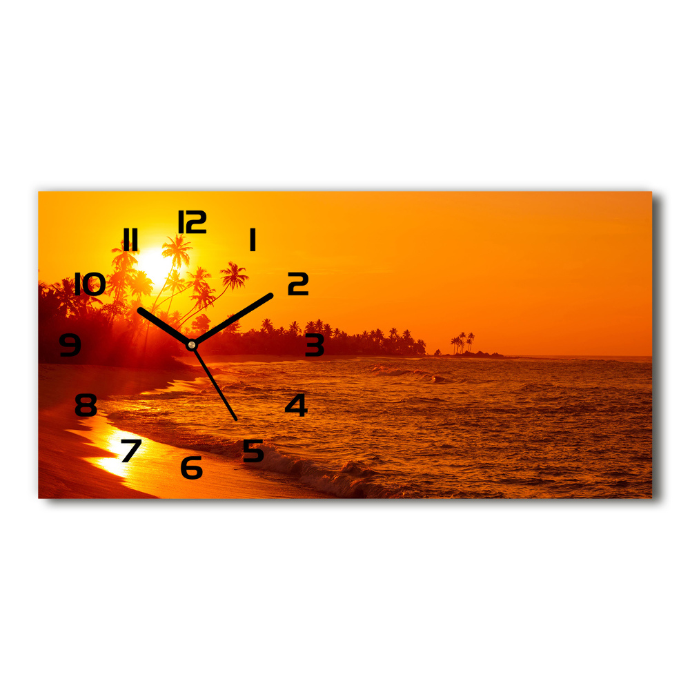 Horloge horizontale en verre Plage au coucher du soleil