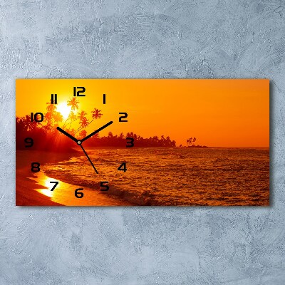 Horloge horizontale en verre Plage au coucher du soleil