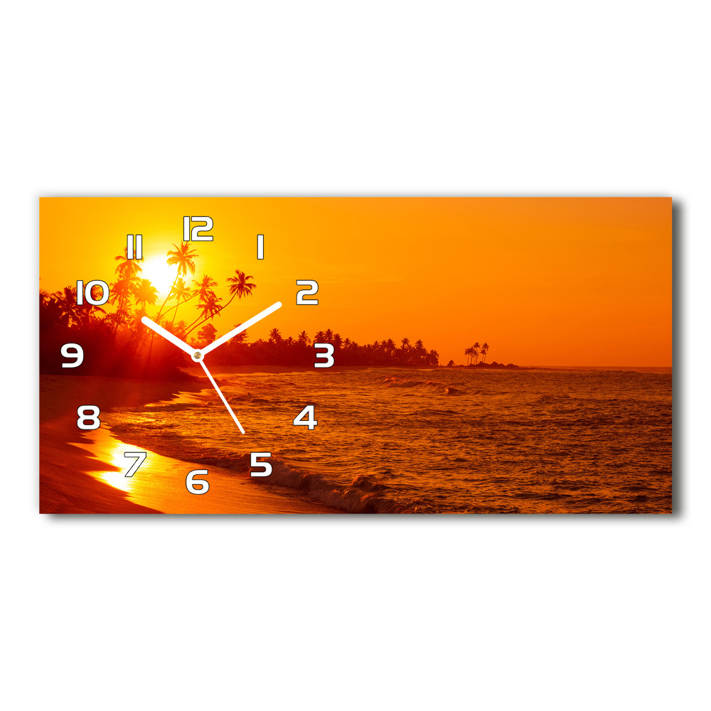 Horloge horizontale en verre Plage au coucher du soleil