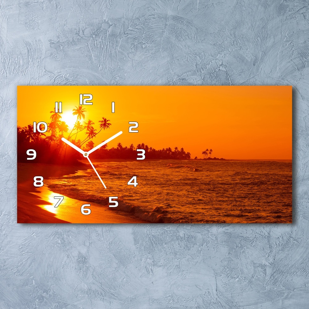 Horloge horizontale en verre Plage au coucher du soleil