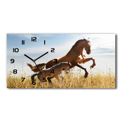 Horloge rectangulaire horizontale Jument avec poulain