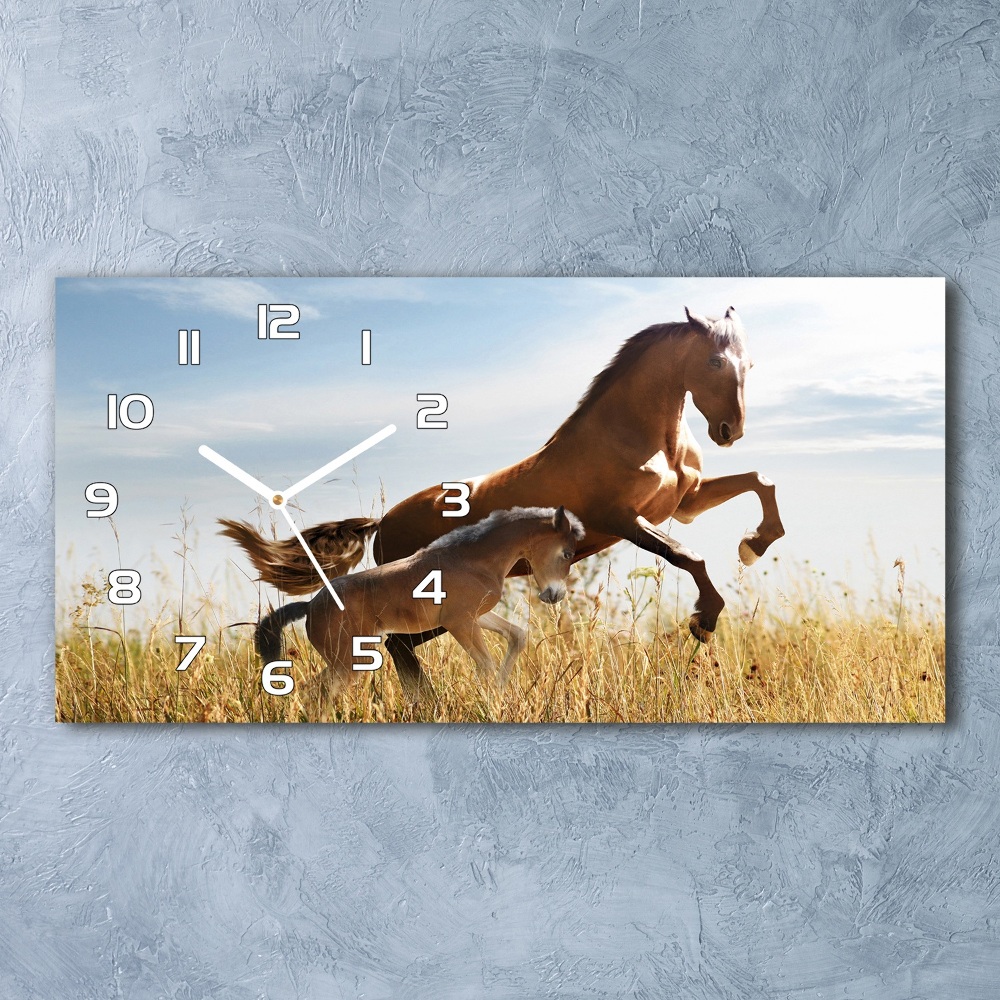 Horloge rectangulaire horizontale Jument avec poulain