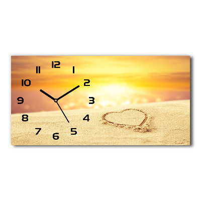 Horloge murale horizontale Coeur sur le sable