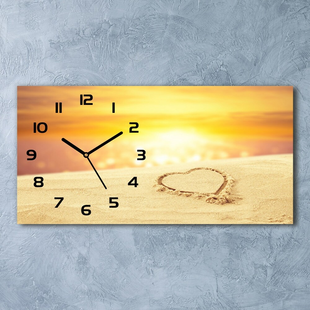 Horloge murale horizontale Coeur sur le sable