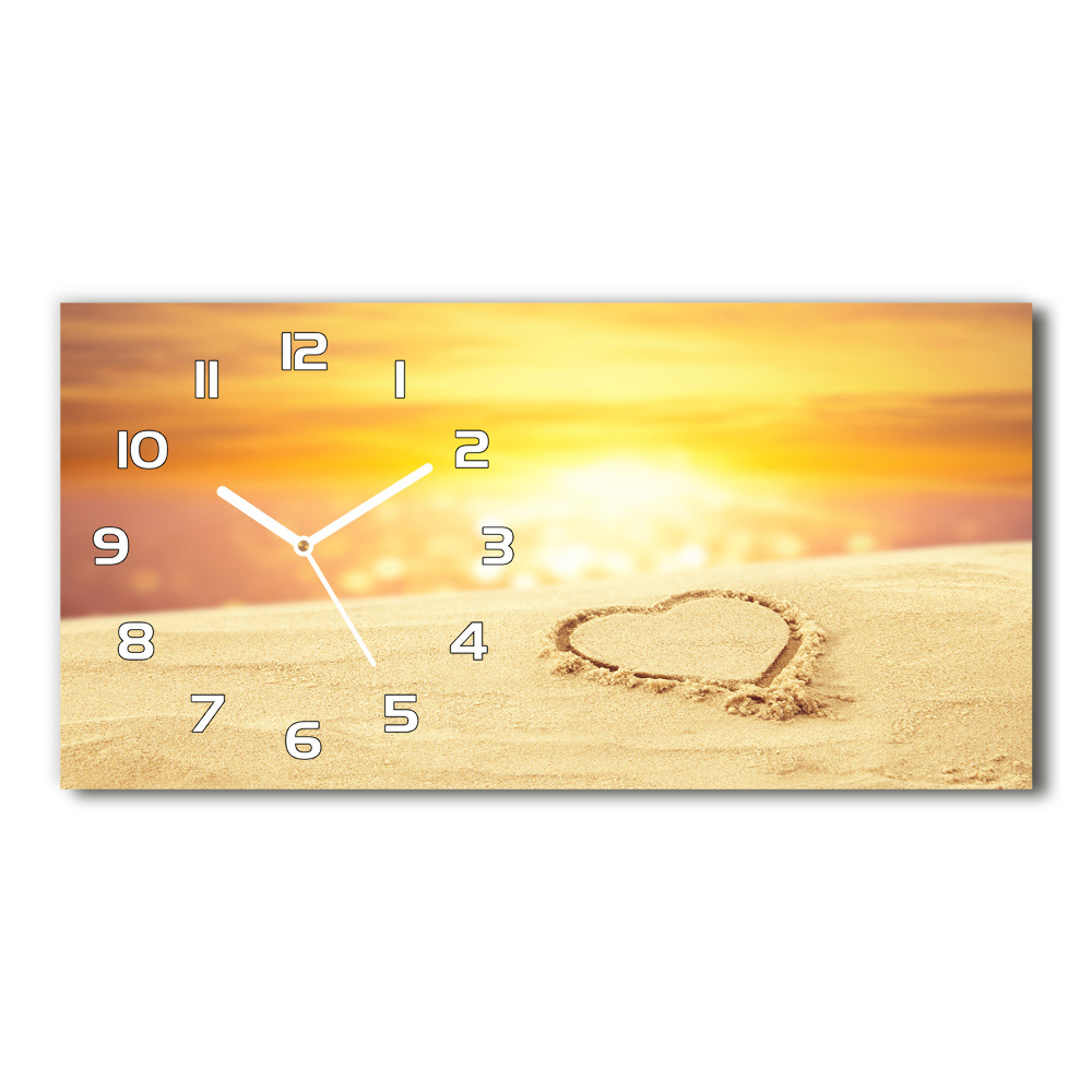 Horloge murale horizontale Coeur sur le sable