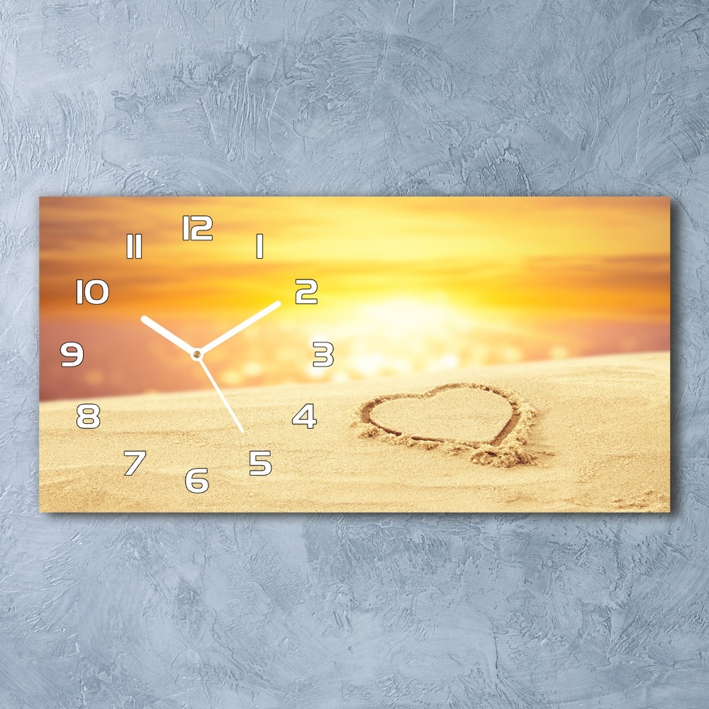 Horloge murale horizontale Coeur sur le sable