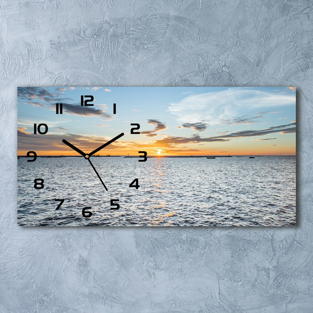 Horloge rectangulaire horizontale Crépuscule au bord de la mer