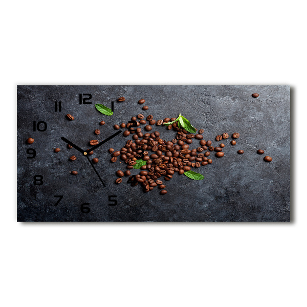 Horloge horizontale en verre Grains de café aromatiques