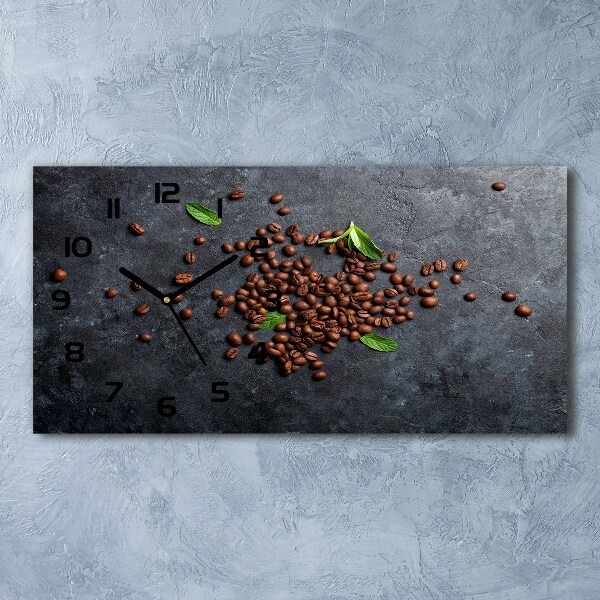 Horloge horizontale en verre Grains de café aromatiques