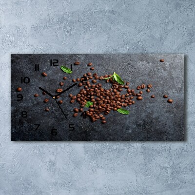 Horloge horizontale en verre Grains de café aromatiques