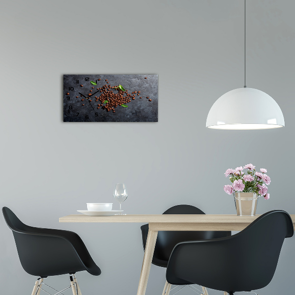 Horloge horizontale en verre Grains de café aromatiques
