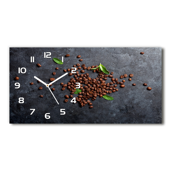 Horloge horizontale en verre Grains de café aromatiques