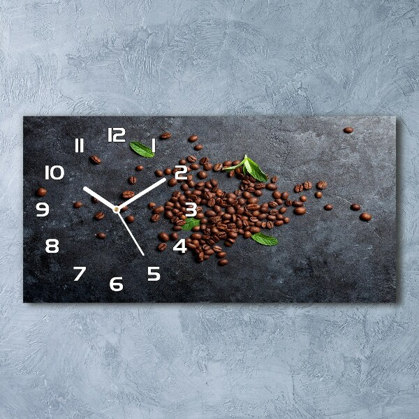 Horloge horizontale en verre Grains de café aromatiques