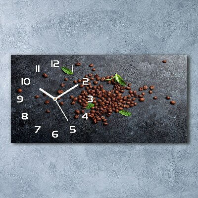 Horloge horizontale en verre Grains de café aromatiques
