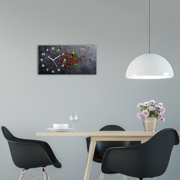 Horloge horizontale en verre Grains de café aromatiques