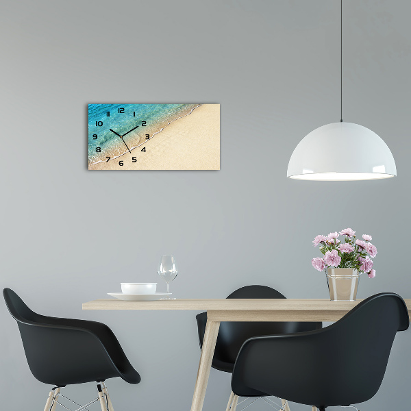 Horloge horizontale en verre Vague sur la plage