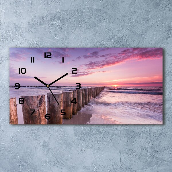 Horloge horizontale en verre Brise-lames en bois
