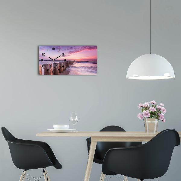 Horloge horizontale en verre Brise-lames en bois